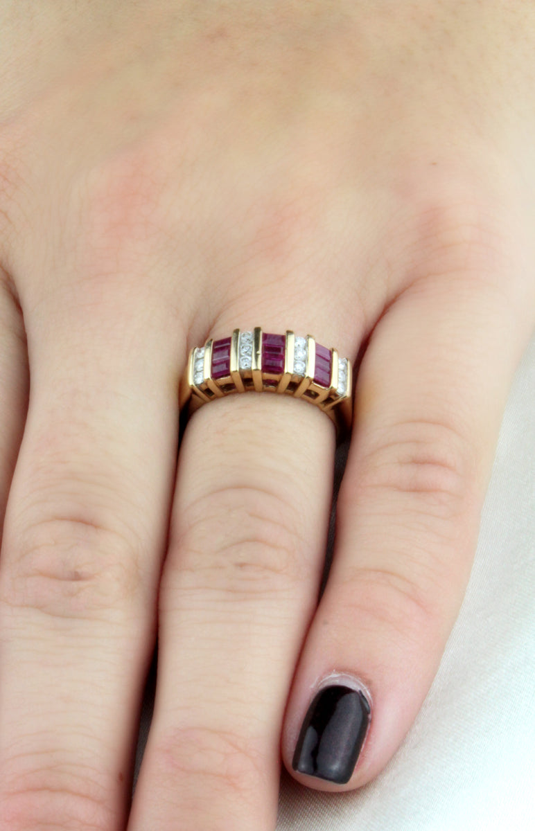 14K Ruby & Diamond Ring - Fire and Facet Studios