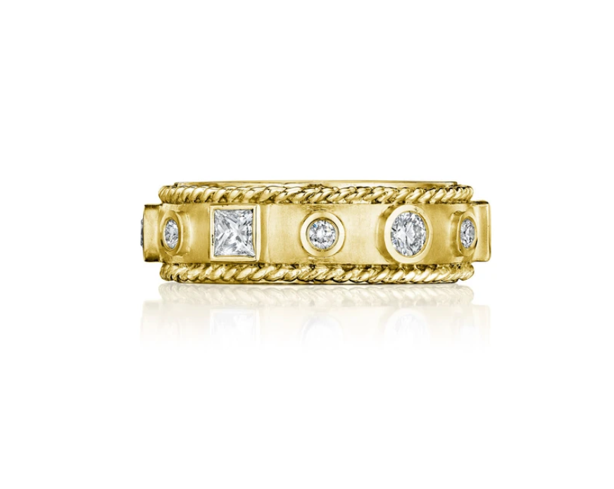 Penny Preville Matte Gold Round Princess Cut Diamond Ring