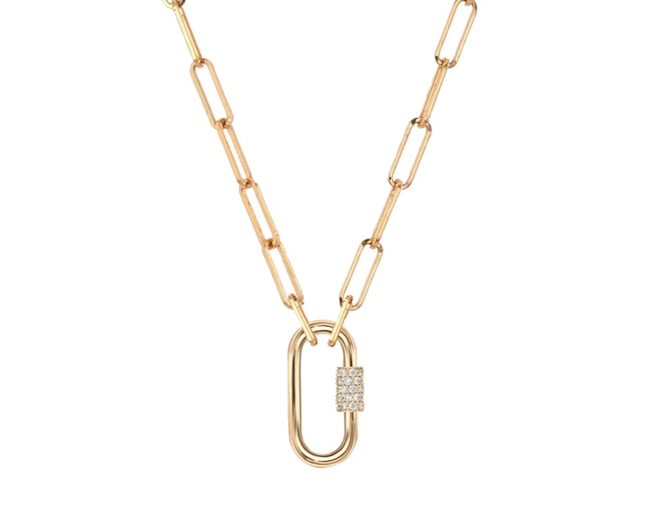 Large Paper Clip Chain Necklace 14K Gold