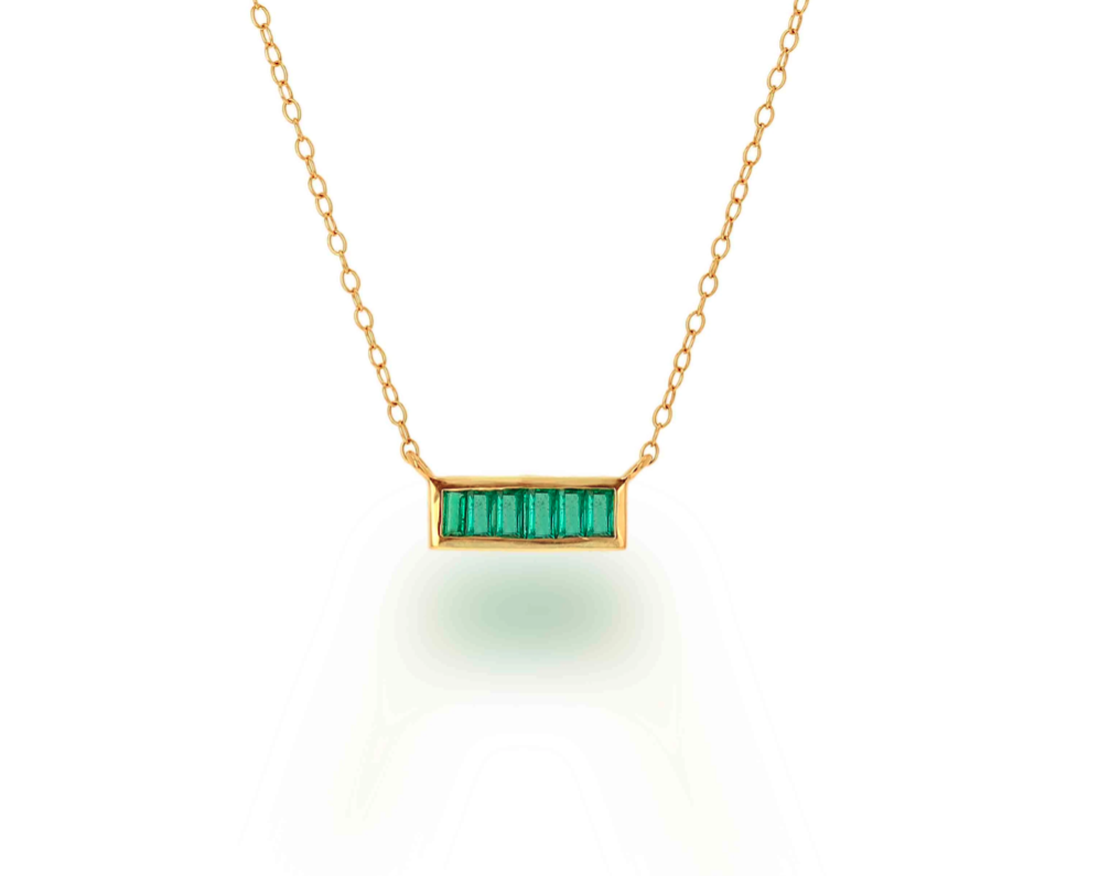 Emerald bar clearance necklace