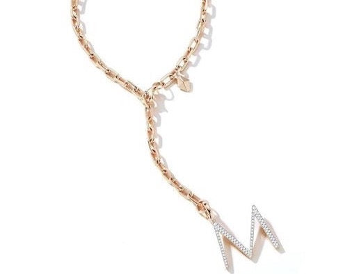 18K Gold Diamond Initial Charm Pendant Necklace - Diamond Letter
