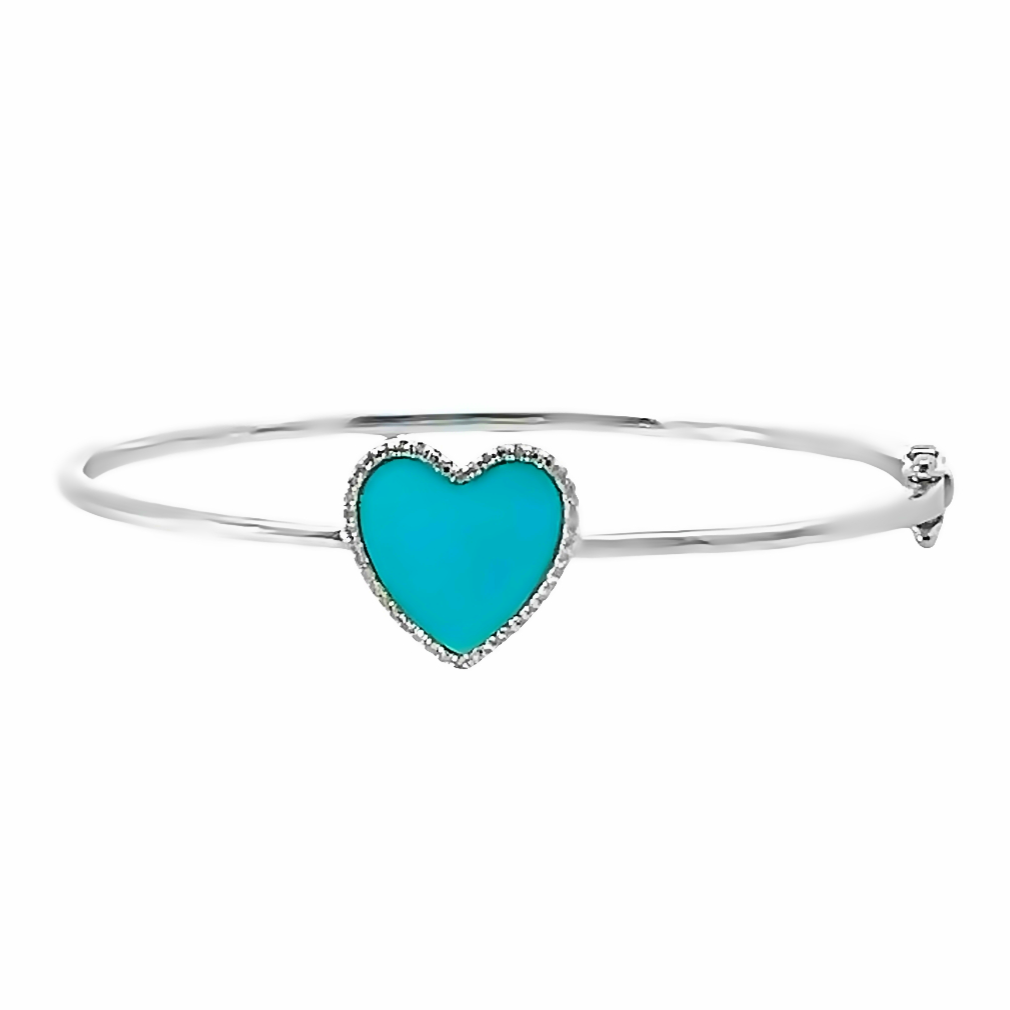 Diamond Turquoise Heart Bangle Bracelet – Landsberg Jewelers