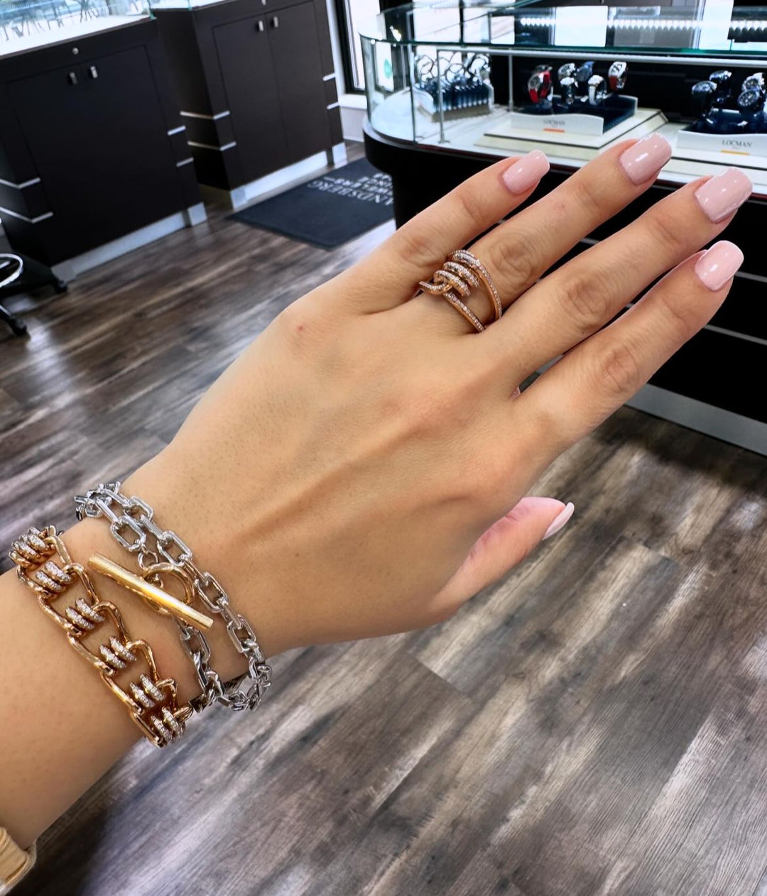 Walters Faith 'SAXON' Two-Tone Double Wrap Silver Chain Link