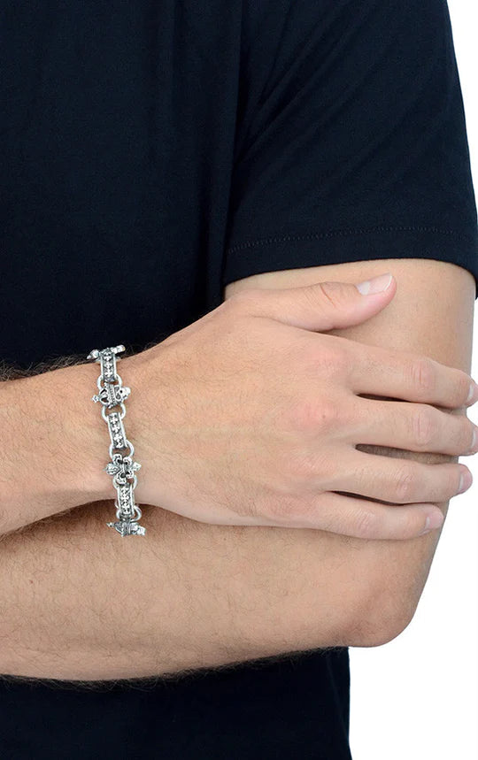 King Baby Skull and Fleur de Lis Link Bracelet – Landsberg Jewelers