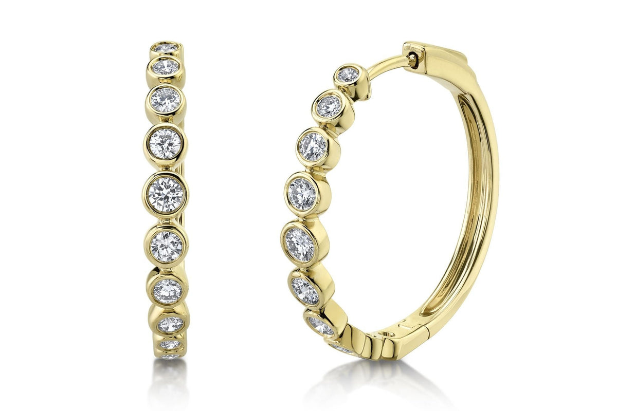 14 Karat YG Diamond Bezel Hoop Earrings – Landsberg Jewelers