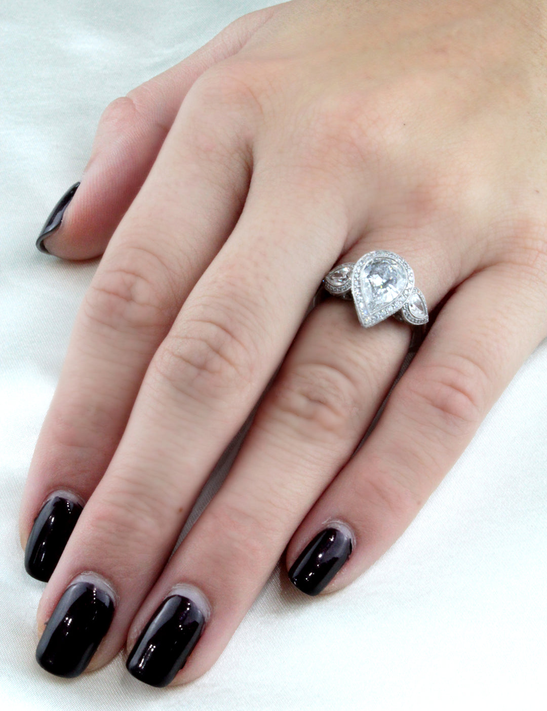 JB Star Pear Shape Micro-Pave Halo Engagement Ring – Landsberg