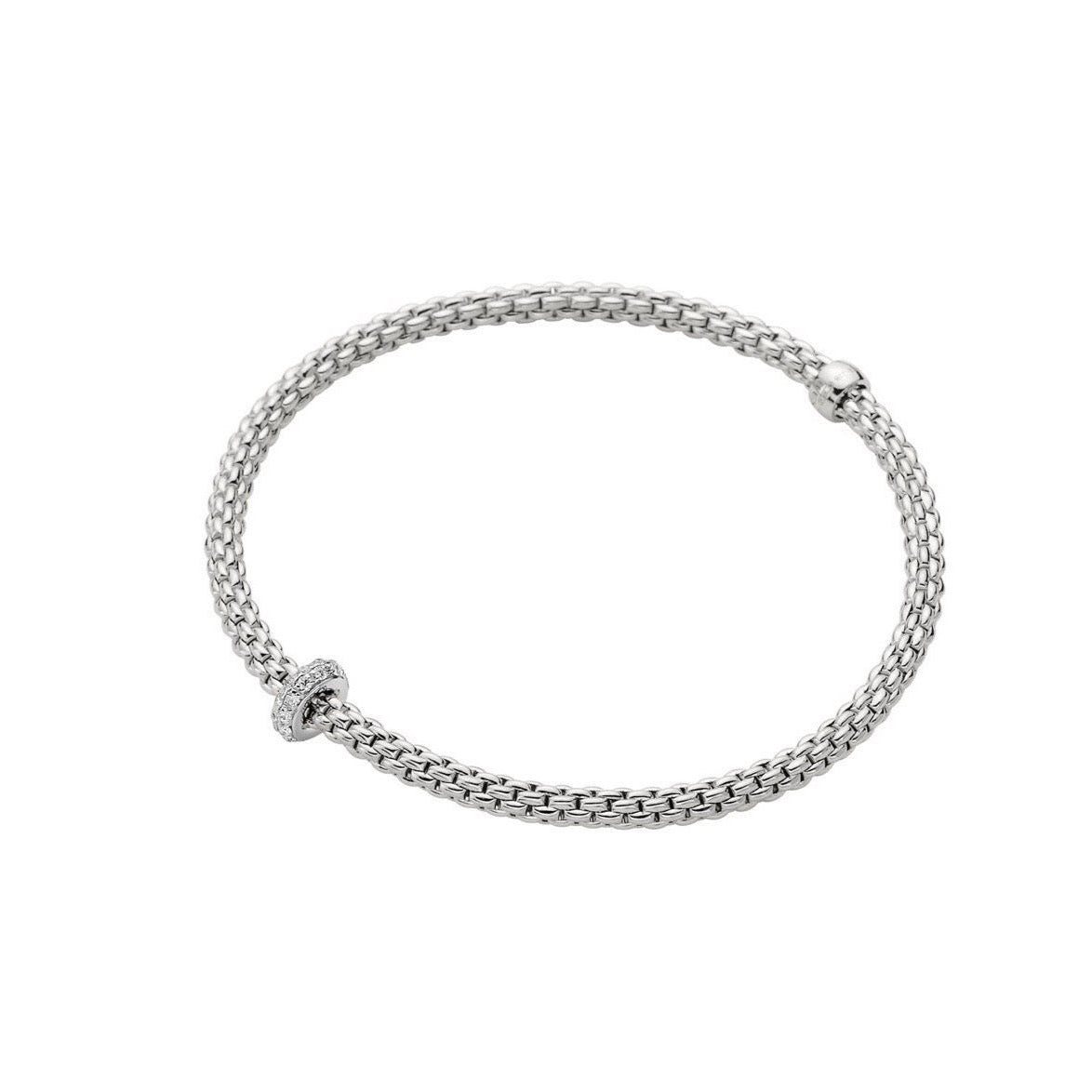 FOPE 'Prima' One Diamond Rondel Stretchy Bracelet
