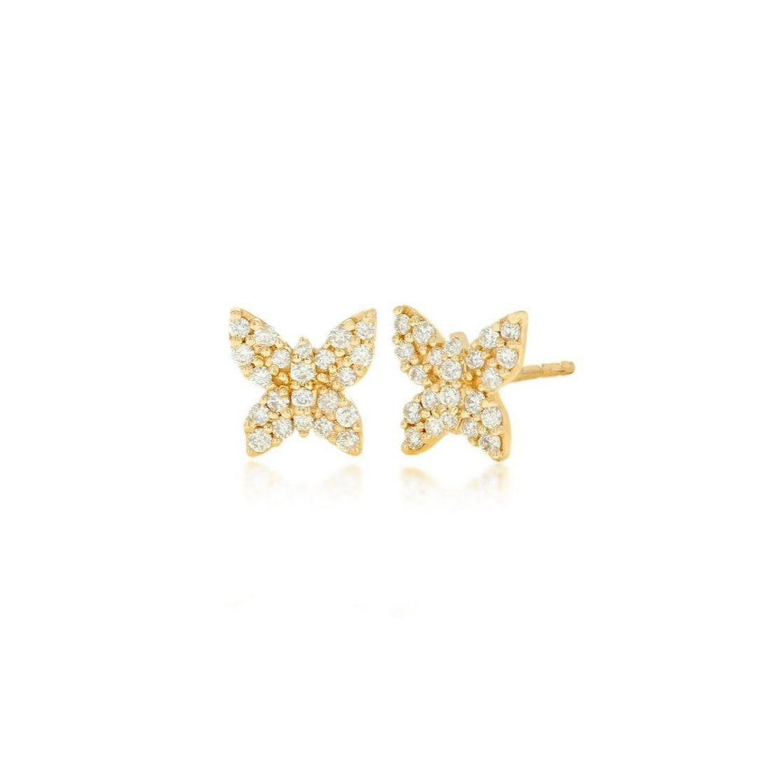 Pave Diamond Butterfly Stud Earrings