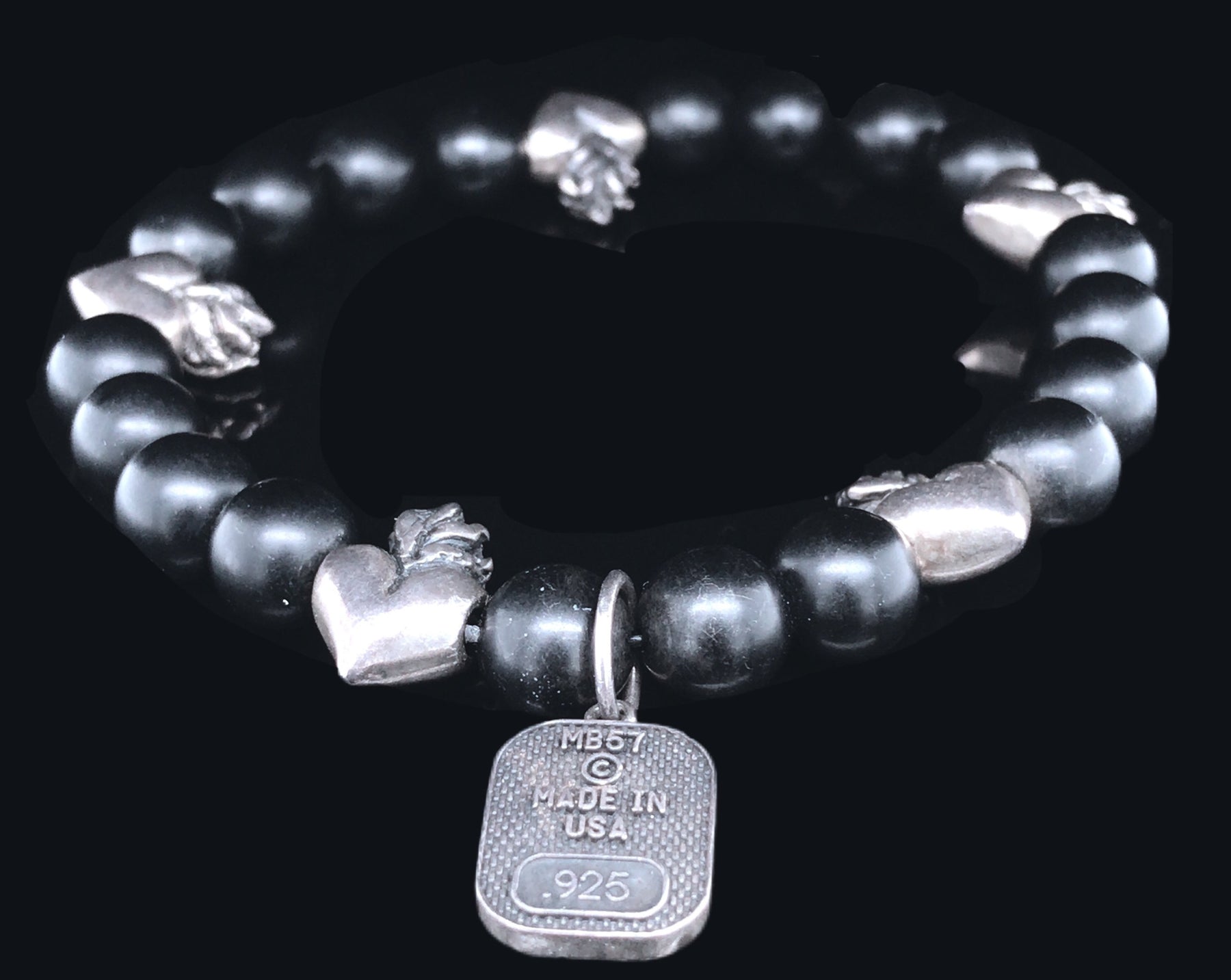 Amazon.com: King Baby .925 Sterling Silver & Natural Stone 8mm Unisex  Beaded Bracelet with Signature Crown Toggle Clasp - Black Lava Rock,  7-1/2