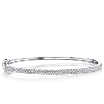 Shy Creation Three-Row Pave Diamond Bangle Bracelet