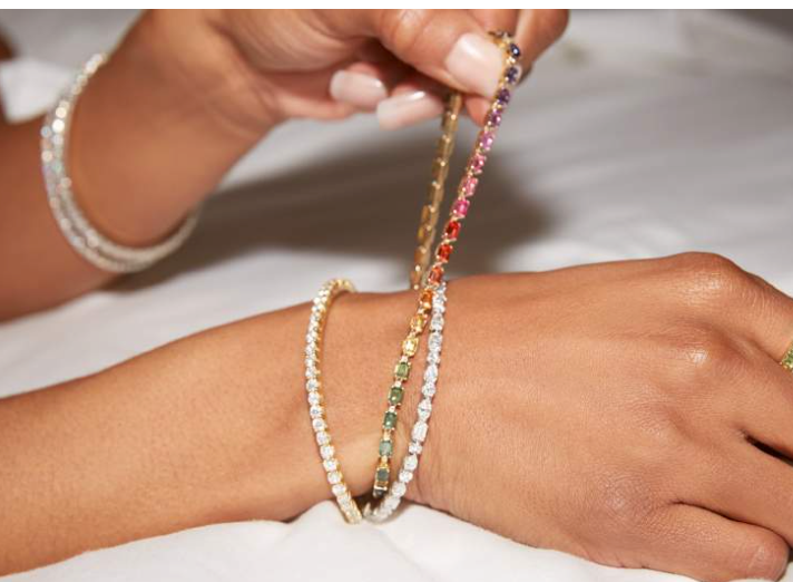 Ex-Tensible™ Emerald Cut Rainbow Sapphire Stretch Diamond Tennis Bracelet